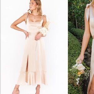 Show me your mumu Claire midi dress XXL champagne luxe satin